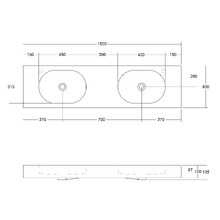 Arki 1500mm Matte White Wall Hung Double Basin with Overflow